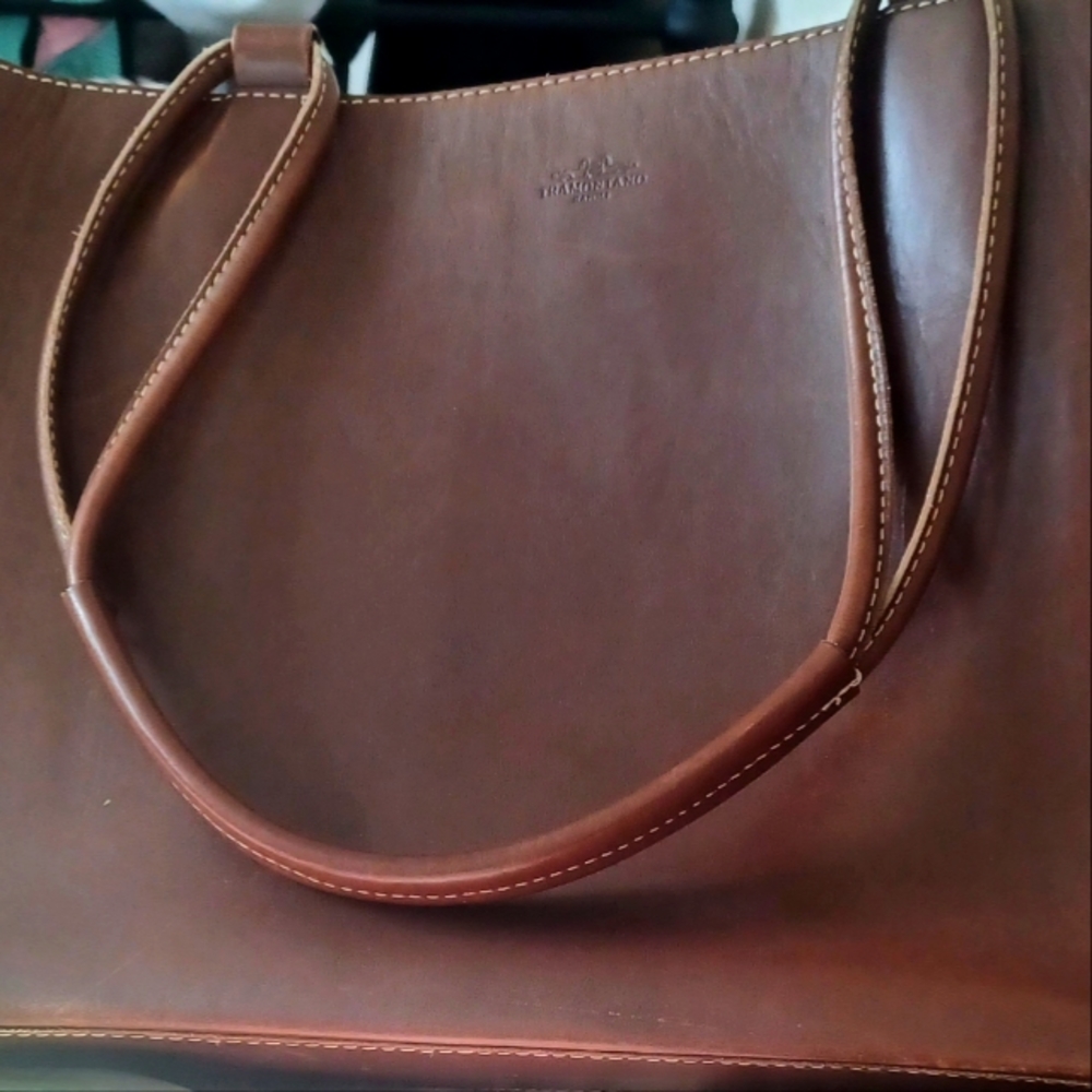 Tramontano Napoli Italian handmade brown 100% genuine Leather Tote